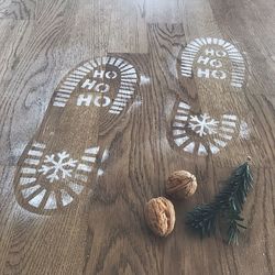 High angle view of christmas decorations on wood