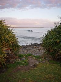 Scenic view of sea against sky during sunset