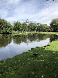Scenic view of lake against sky
