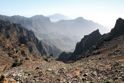 Scenic view of mountains against clear sky