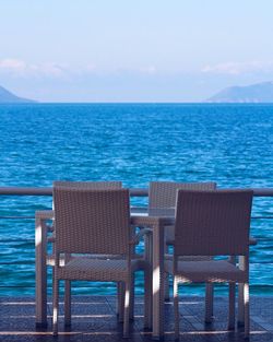 Scenic view of sea against blue sky