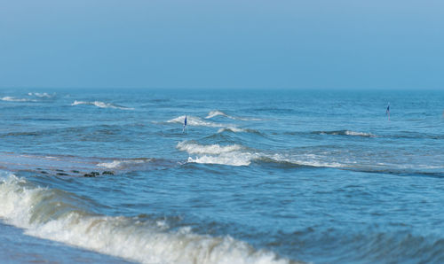 Scenic view of sea against clear sky