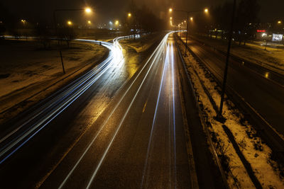 Cars leaving light tracks in the evening