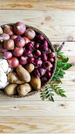 High angle view of fruits on table