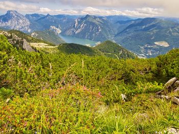 Scenic view of mountains against sky