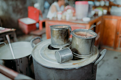 Close-up of coffee cup on table
