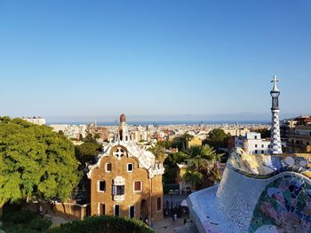 Cityscape against clear sky