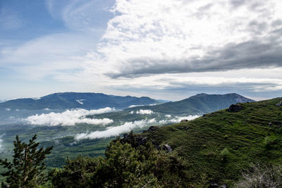 Scenic view of mountains against sky