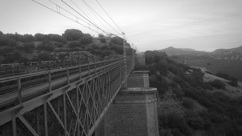 Bridge over landscape against sky in city