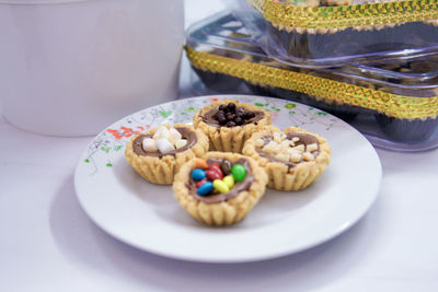 Close-up of dessert in plate on table