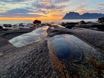 Scenic view of sea against sky during sunset