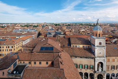 High angle view of townscape against sky