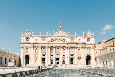 Facade of church against blue sky