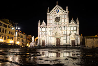 Illuminated buildings at night