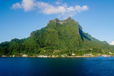 Scenic view of sea against blue sky