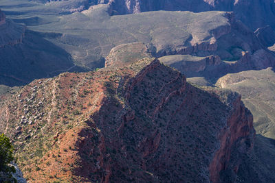 High angle view of rock formations on land