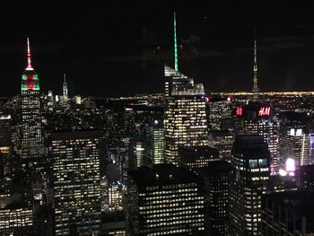 Illuminated city at night