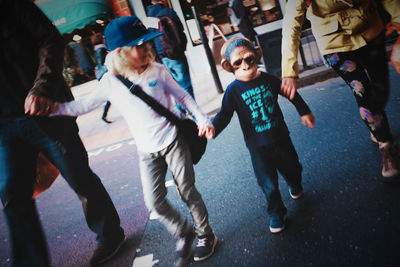 People on street in city