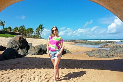 Full length of woman on beach