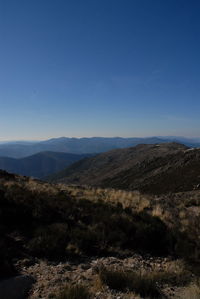 Scenic view of mountains against clear sky