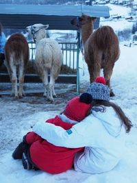 Two women in winter