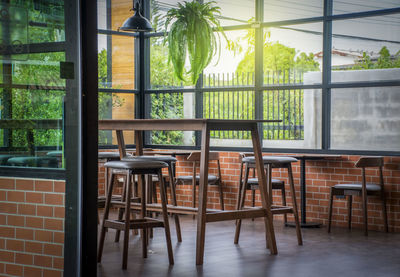 Empty chairs in restaurant