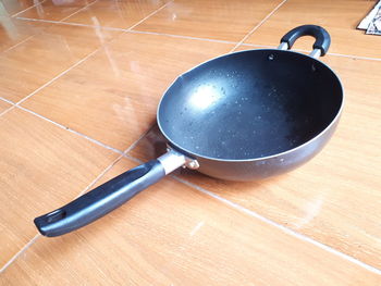 High angle view of black tea on table