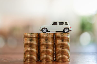 Close-up of toy car on table