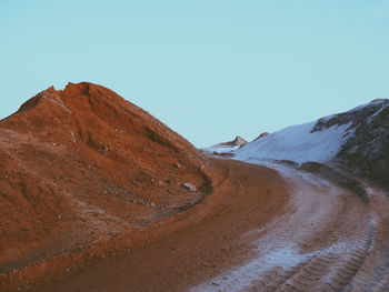 Scenic view of mountains against clear sky