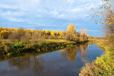 Scenic view of lake against sky