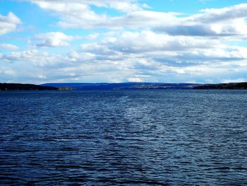 Scenic view of sea against cloudy sky