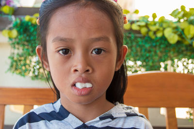 Close-up portrait of cute girl