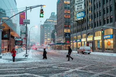 View of city street during winter