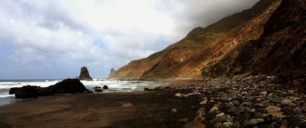 Scenic view of sea against cloudy sky