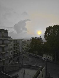 View of city at sunset