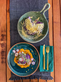 Directly above shot of food on table