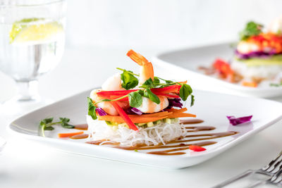 Close-up of food in plate on table