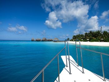 Scenic view of sea against blue sky