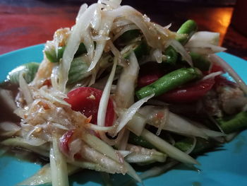 Close-up of salad in plate on table