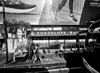 People at railroad station