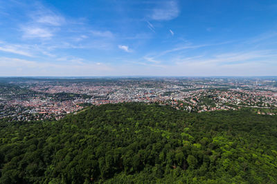 High angle view of cityscape against sky