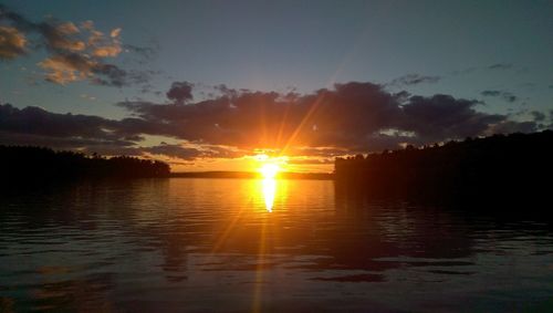 Scenic view of calm sea at sunset