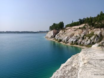 Scenic view of sea against clear sky