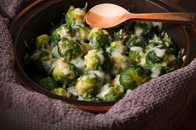 Close-up of brussels sprout in container