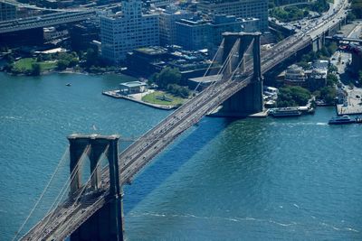 High angle view of bridge over sea