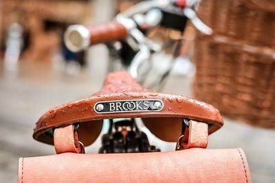 Close-up of rusty bicycle