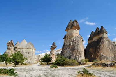 View of rock formation against clear sky