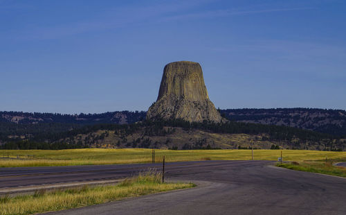 Scenic view of landscape against clear blue sky