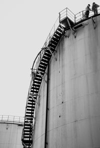 Low angle view of stairs against clear sky