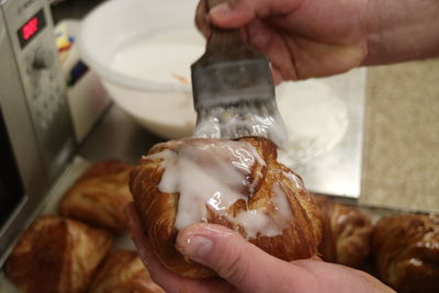 Close-up of woman preparing food